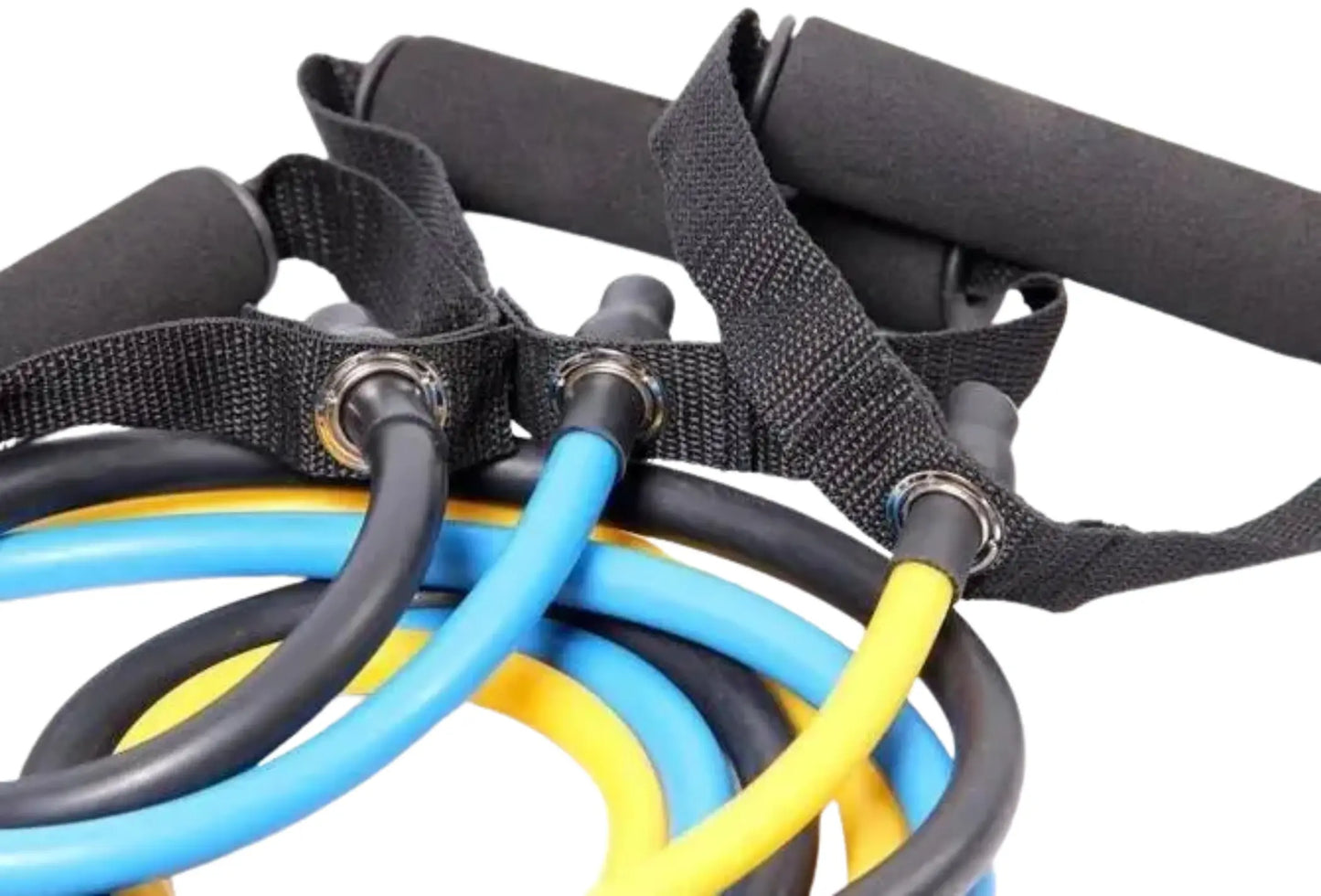 French Fitness Resistance Band Set of 5 w/Handles (New) Image 2