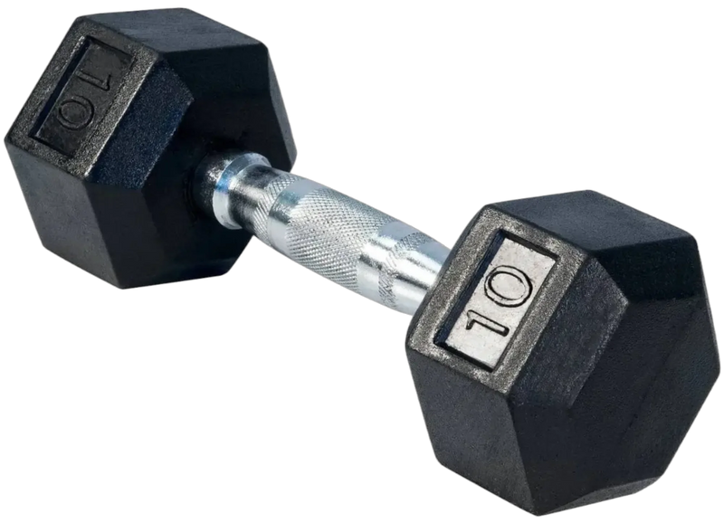 French Fitness Rubber Coated Hex Dumbbell 10 lbs - Single (New)