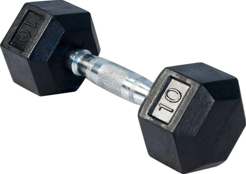 French Fitness Rubber Coated Hex Dumbbell Set 5-50 lbs (New)