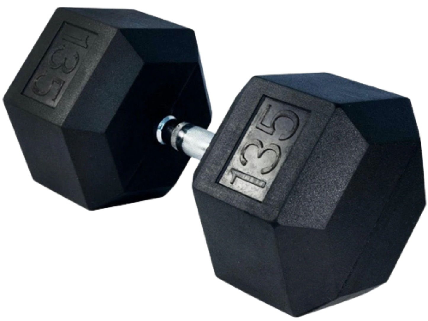 French Fitness Rubber Coated Hex Dumbbell 135 lbs - Single (New) Image