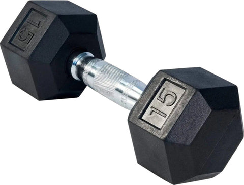 French Fitness Rubber Coated Hex Dumbbell Set 5-50 lbs (New)