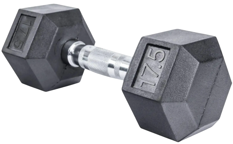 French Fitness Rubber Coated Hex Dumbbell 17.5 lbs - Single (New)
