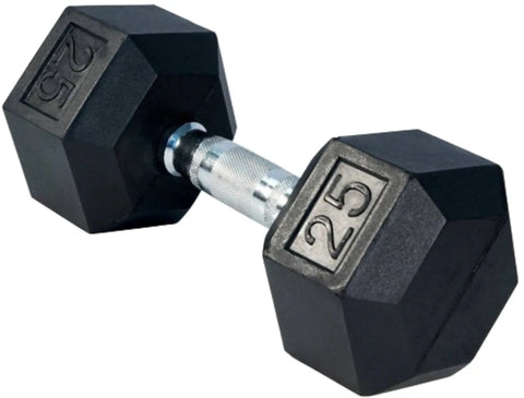 French Fitness Rubber Coated Hex Dumbbell Set 2.5-25 lbs - 10 Pair (New)
