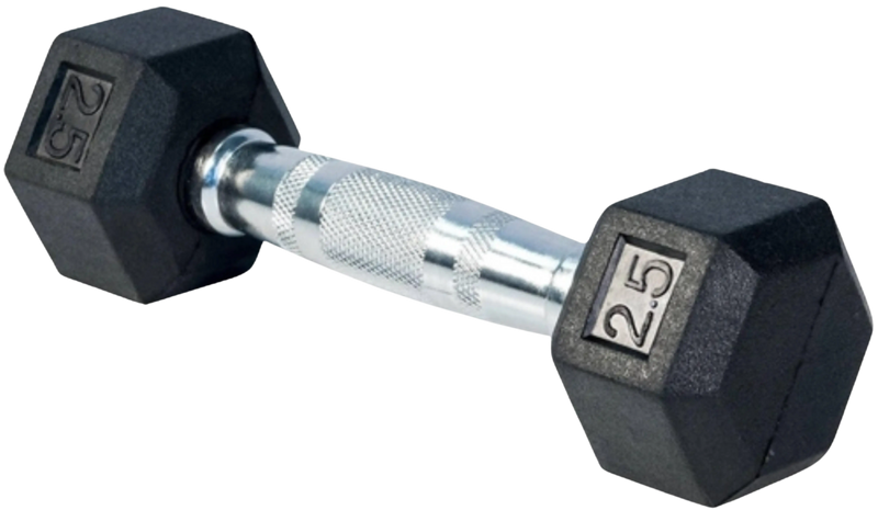 French Fitness Rubber Coated Hex Dumbbell 2.5 lbs - Single (New)