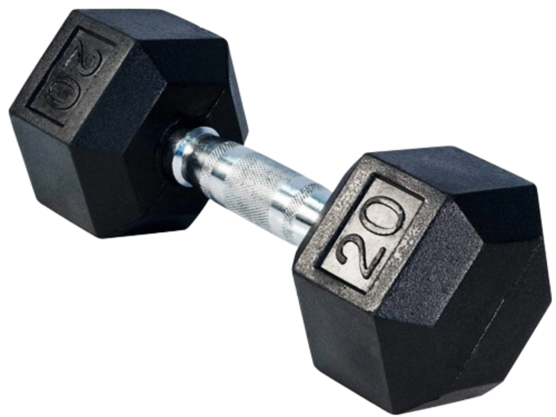 French Fitness Rubber Coated Hex Dumbbell 20 lbs - Single (New)