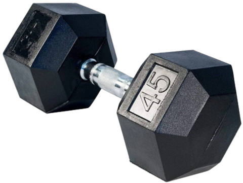 French Fitness Rubber Coated Hex Dumbbell 45 lbs - Single (New) Image
