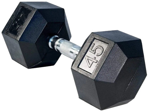 French Fitness Rubber Coated Hex Dumbbell Set 5-50 lbs (New)