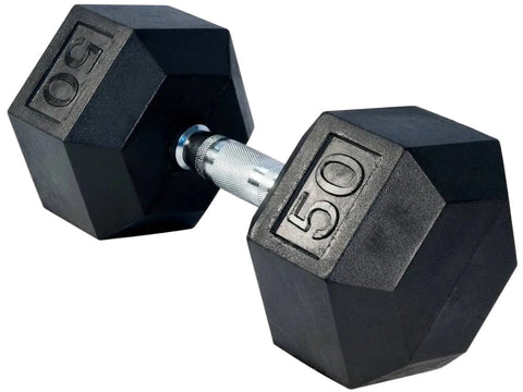 French Fitness Rubber Coated Hex Dumbbell Set 5-50 lbs (New)