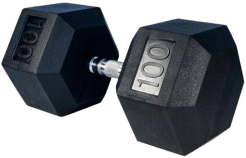 French Fitness Rubber Coated Hex Dumbbell Set 55-100 lbs (New)