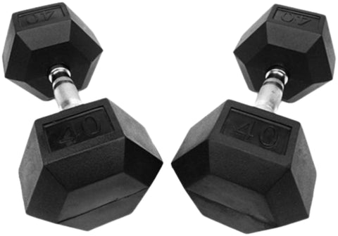French Fitness Rubber Coated Hex Dumbbell Set 55-75 lbs (New)