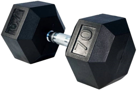 French Fitness Rubber Coated Hex Dumbbell Set 55-75 lbs (New)