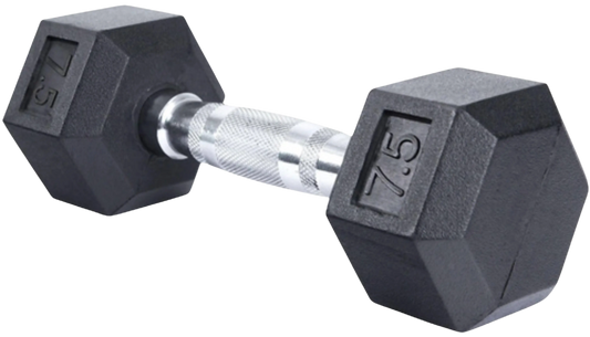 French Fitness Rubber Coated Hex Dumbbell 7.5 lbs - Single (New) Image