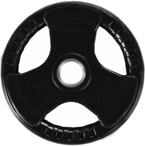 French Fitness Rubber Grip Weight Plate Set w/7 ft Olympic Bar 235 lbs (New)