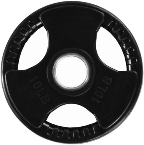 French Fitness Rubber Grip Weight Plate Set w/7 ft Olympic Bar 305 lbs (New)