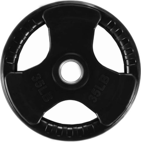 French Fitness Rubber Grip Weight Plate Set w/7 ft Olympic Bar 305 lbs (New)