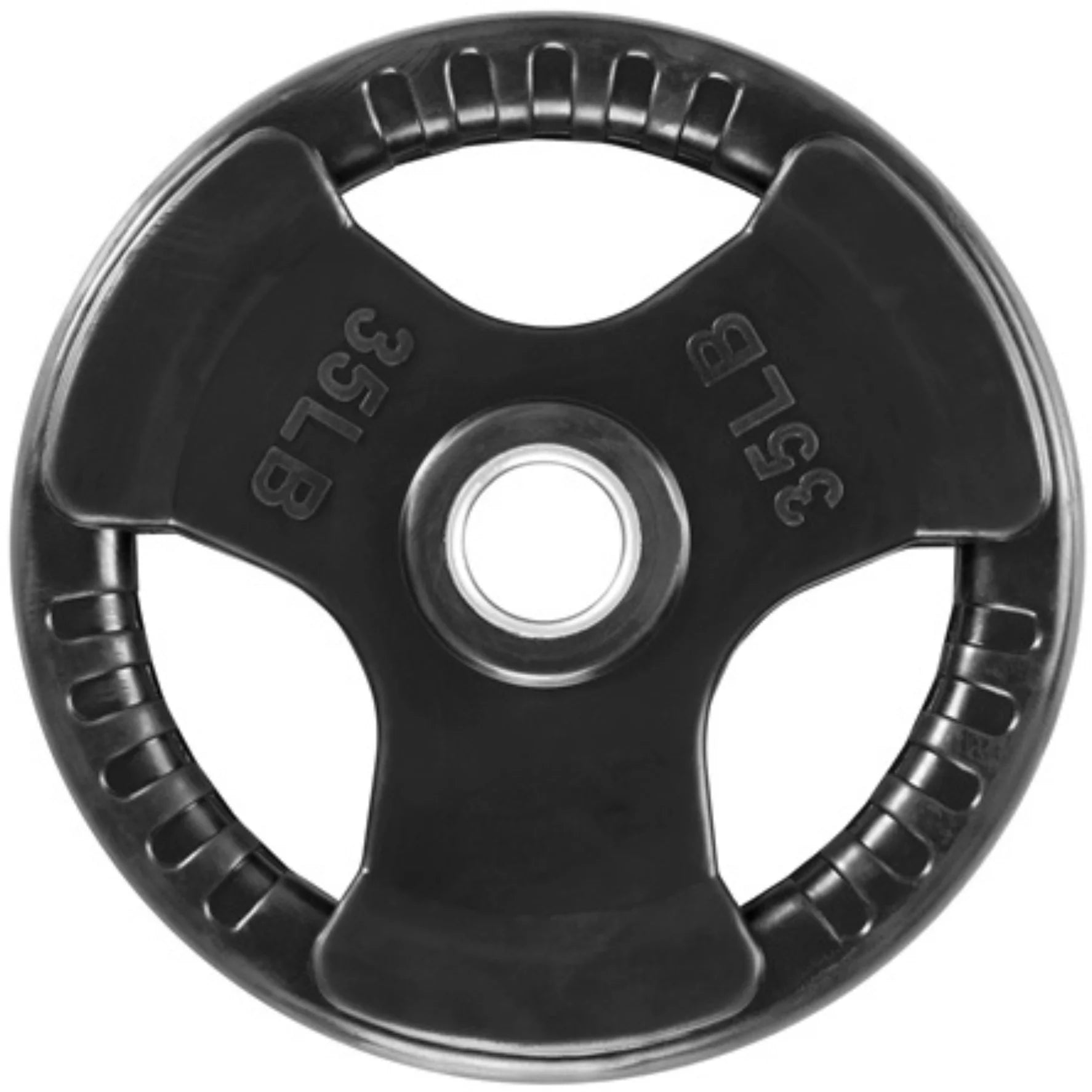 French Fitness Rubber Grip Olympic Plate 35 lbs Black (New) Image 2