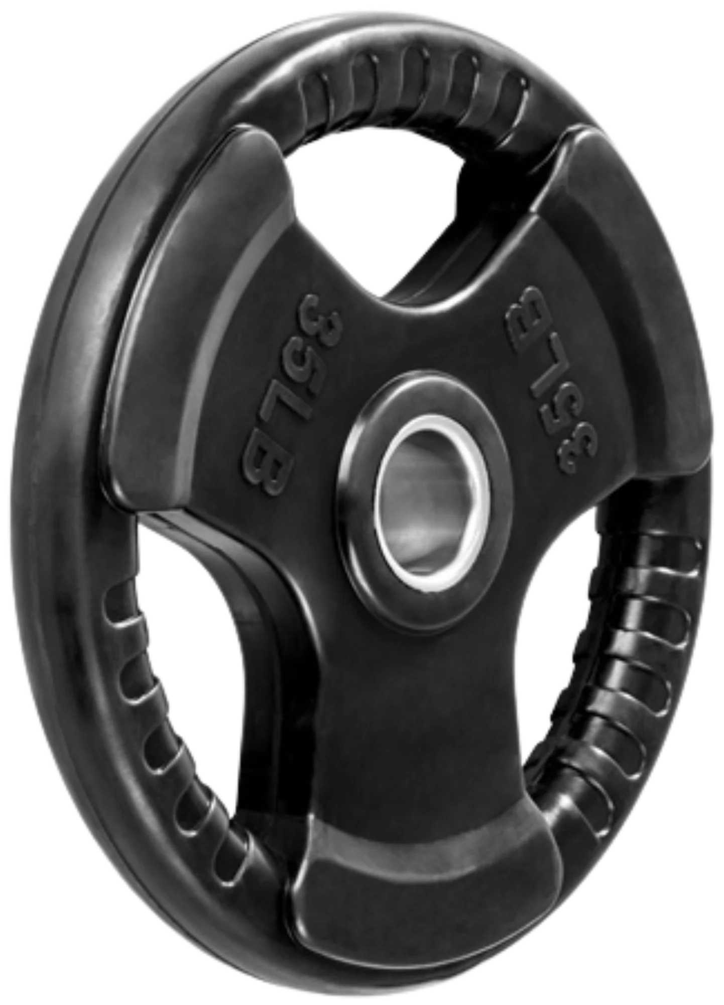 French Fitness Rubber Grip Olympic Plate 35 lbs Black (New) Image