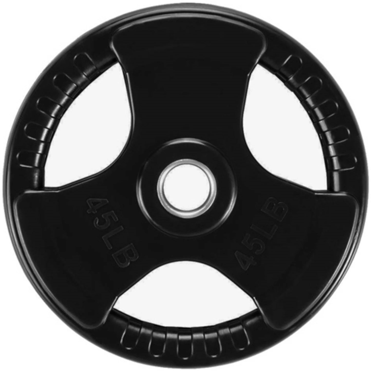 French Fitness Rubber Grip Weight Plate Set w/7 ft Olympic Bar 395 lbs (New) Image 10