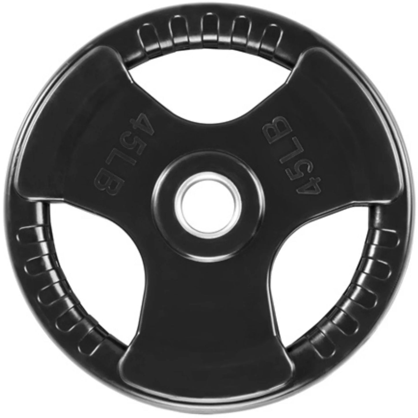 French Fitness Rubber Grip Olympic Plate 45 lbs Black (New) Image 2