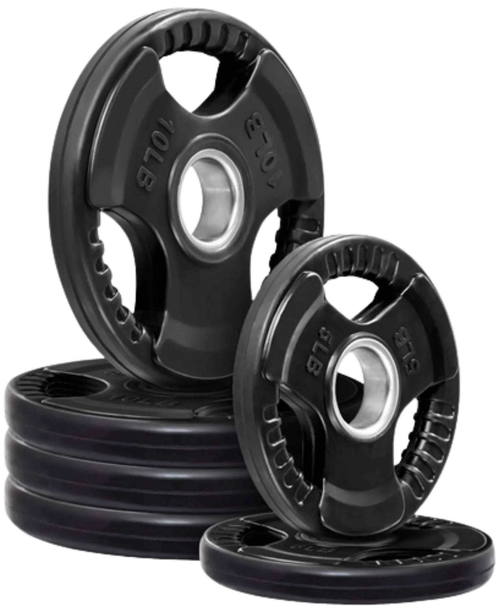 French Fitness Rubber Grip Olympic Weight Plate Set 50 lbs (New) Image