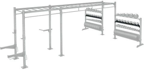 French Fitness 43" Rack & Rig Kettlebell Tier/Tray Attachment (New) - Side View