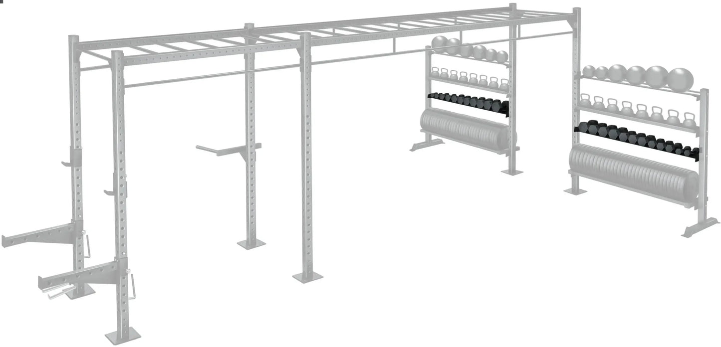 French Fitness 43" Rack & Rig Dumbbell Tier/Tray Attachment (New) - Side View