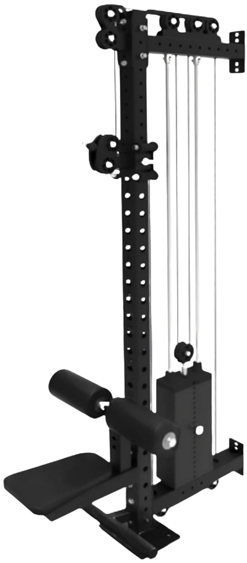 French Fitness Rack & Rig Rack Mounted Cable Column w/Lat Seat and Row Attachment (New)
