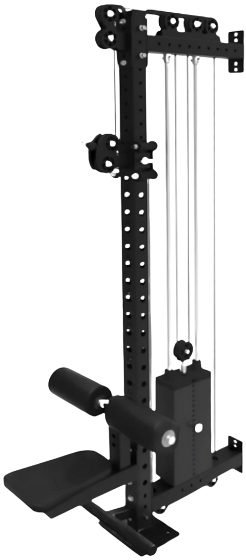French Fitness Rack & Rig Rack Mounted Cable Column w/Lat Seat and Row Attachment (New) Image