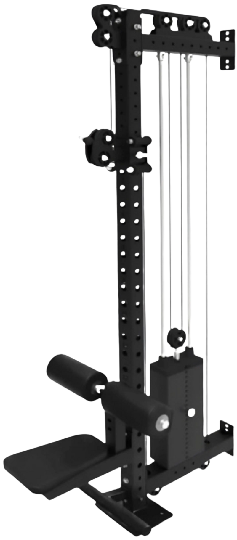 French Fitness Rack & Rig Rack Mounted Cable Column w/Lat Seat and Row Attachment (New) Image