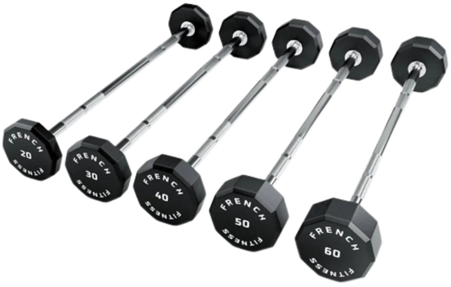 French Fitness Straight Urethane Barbell Bar - Set of 5 (20-60 lbs) (New) Image