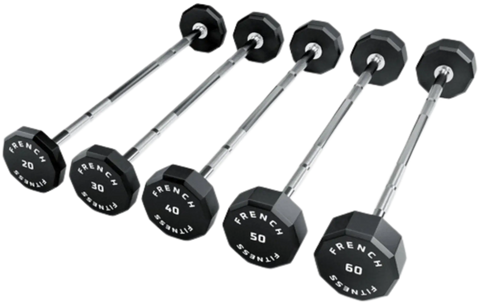 French Fitness Straight Urethane Barbell Bar - Set of 5 (20-60 lbs) (New) Image