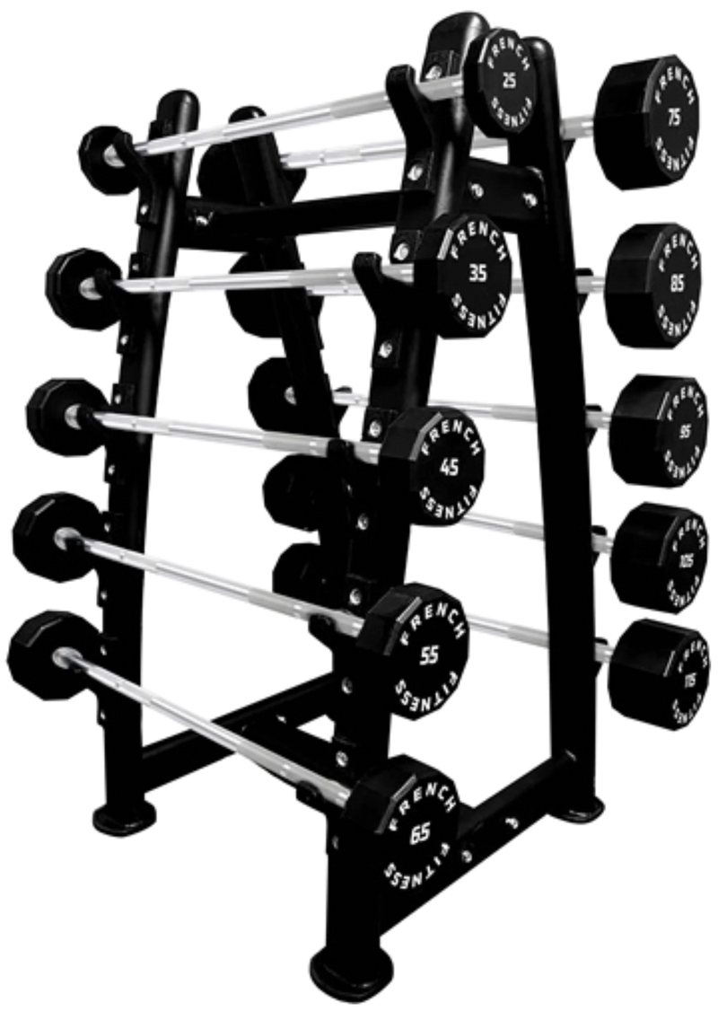 French Fitness Straight Urethane Barbell Bar Set, 25-115 lbs (New)
