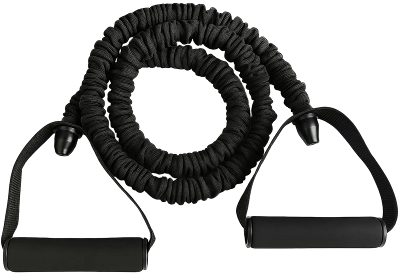 French Fitness Toning Resistance Tube Bands w/Handles - Black (30 lbs) (New) - Front View