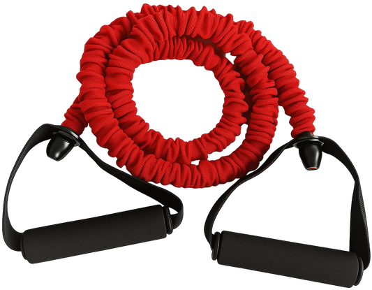 French Fitness Toning Resistance Tube Bands w/Handles - Red (15 lbs) (New) - Front View