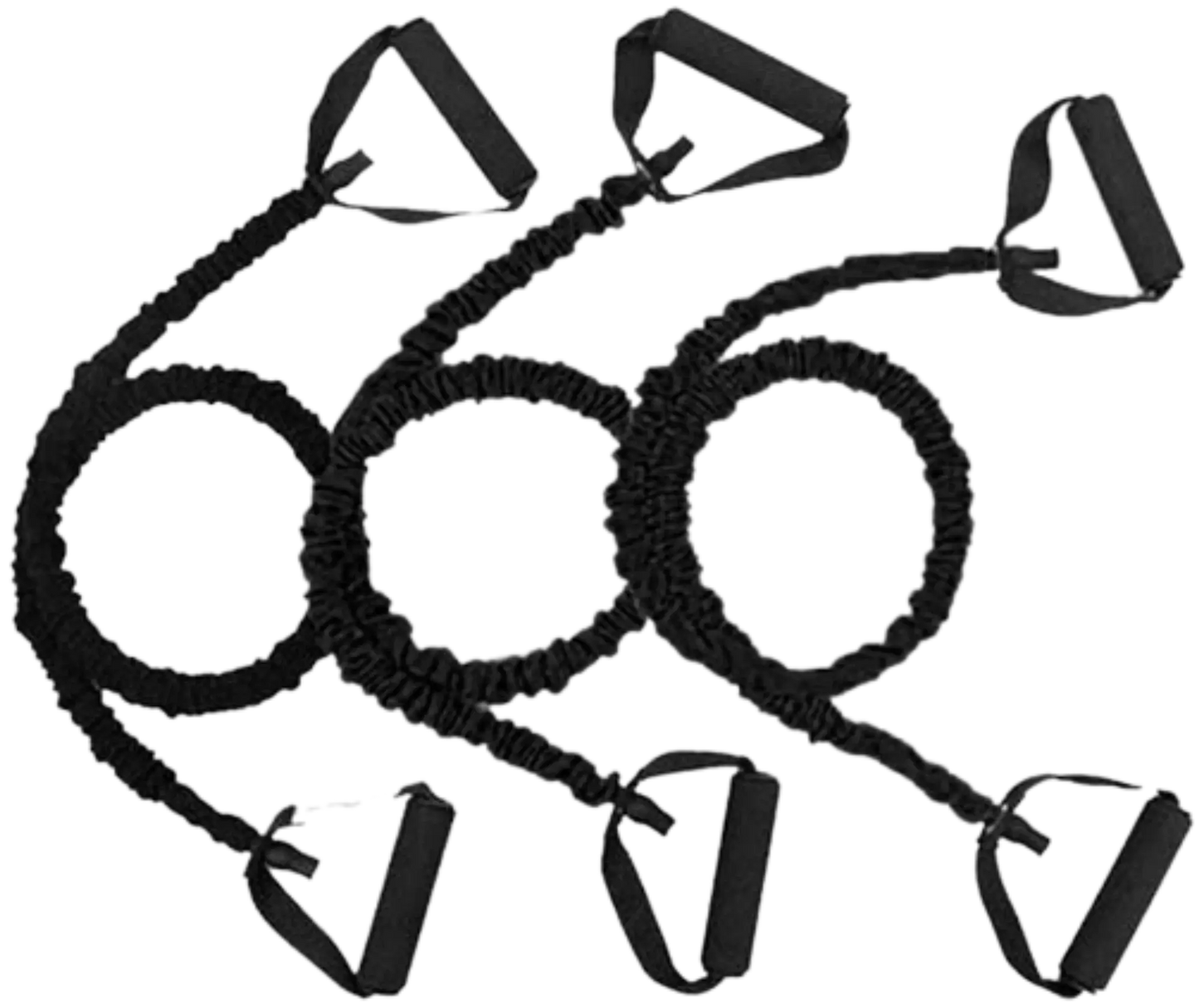 French Fitness - Black Toning Resistance Tube Bands - Set of 3 (New) - Side View