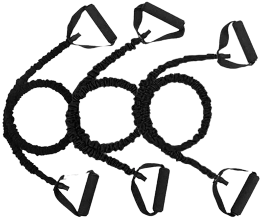 French Fitness - Black Toning Resistance Tube Bands - Set of 3 (New) - Side View