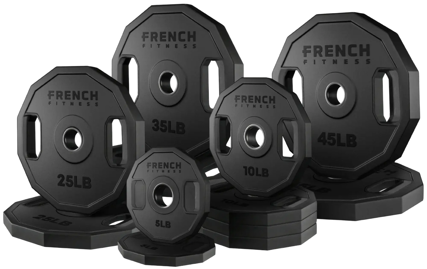 French Fitness Urethane Olympic Weight Plate V2 Set 260 lbs (New) Image