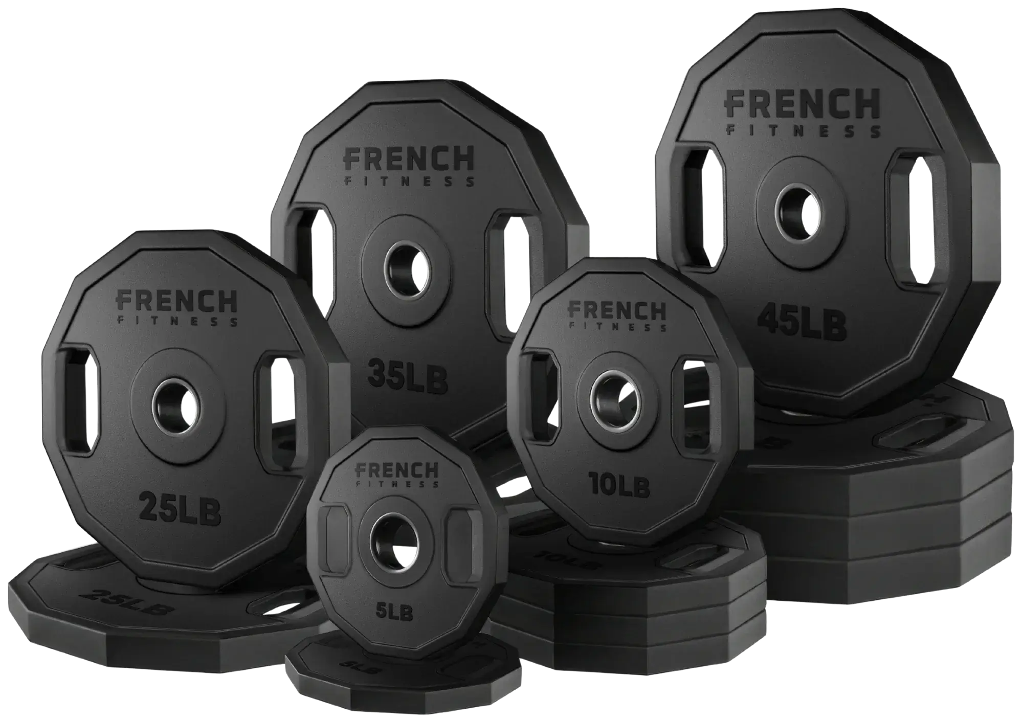 French Fitness Urethane Olympic Weight Plate V2 Set 350 lbs (New) Image