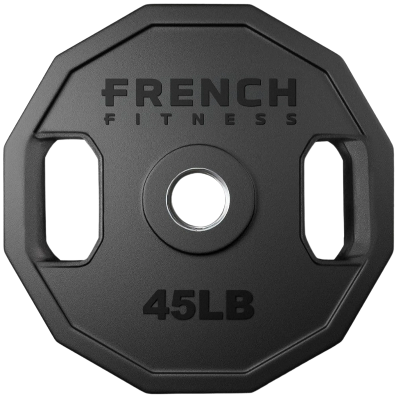 French Fitness Urethane Olympic Weight Plate V2 45 lbs Black (New)