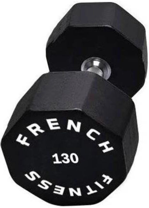 French Fitness Urethane 8 Sided Hex Dumbbell 130 lbs - Single (New)