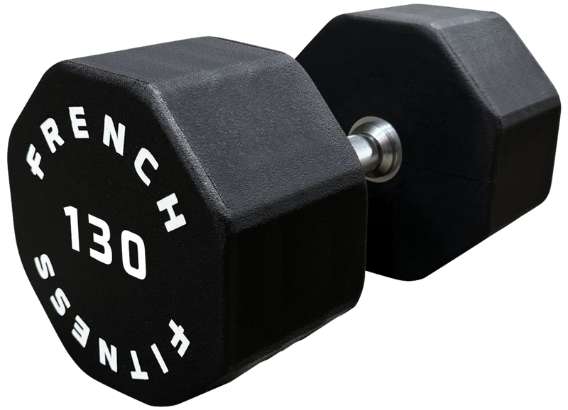 French Fitness Urethane 8 Sided Hex Dumbbell 130 lbs - Single (New)