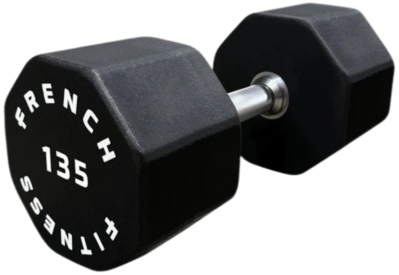 French Fitness Urethane 8 Sided Hex Dumbbell 135 lbs - Single (New)