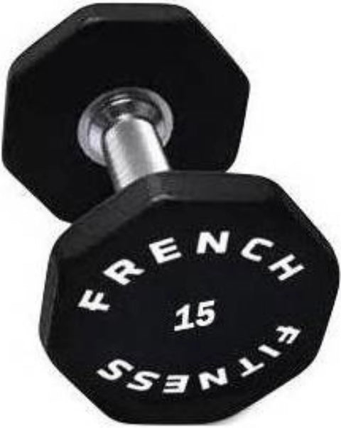 French Fitness Urethane 8 Sided Hex Dumbbell 15 lbs - Single (New)
