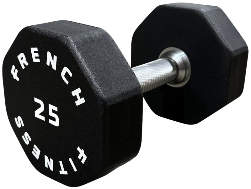 French Fitness Urethane 8 Sided Hex Dumbbell 25 lbs - Single (New)