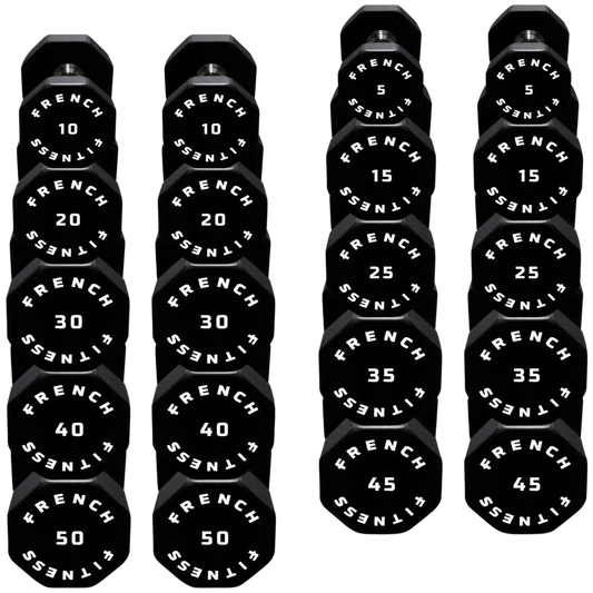 French Fitness Urethane 8 Sided Hex Dumbbell Set, 5-50 lbs (New) Image