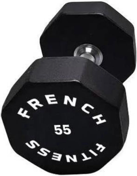 French Fitness Urethane 8 Sided Hex Dumbbell 55 lbs - Single (New)