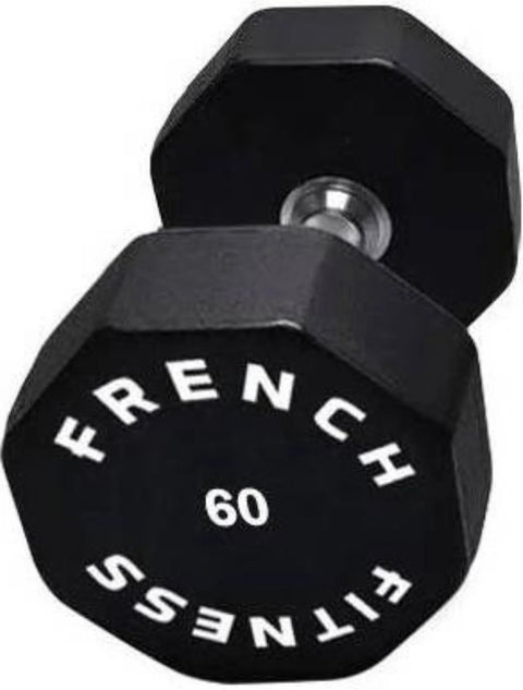 French Fitness Urethane 8 Sided Hex Dumbbell 60 lbs - Single (New)