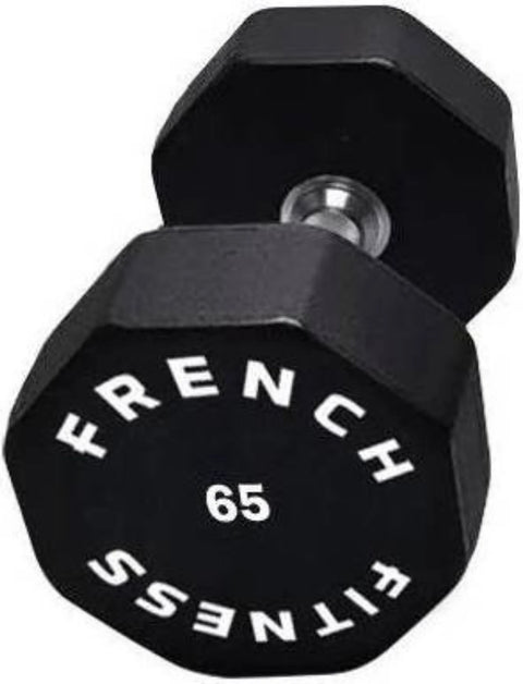 French Fitness Urethane 8 Sided Hex Dumbbell 65 lbs - Single (New)
