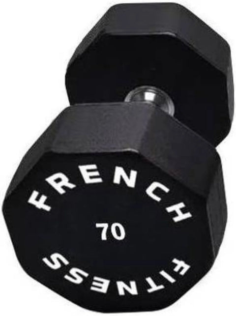 French Fitness Urethane 8 Sided Hex Dumbbell 70 lbs - Single (New)