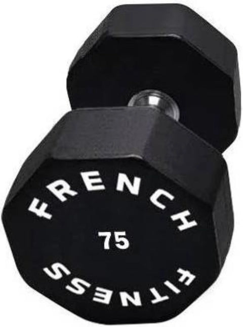 French Fitness Urethane 8 Sided Hex Dumbbell 75 lbs - Single (New)